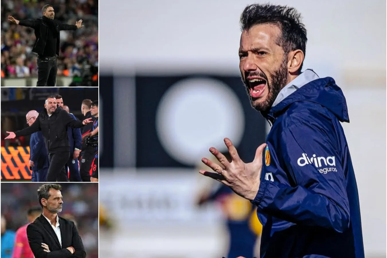 Carlos Corberán dirigiendo al Valencia CF desde la banda durante un encuentro de La Liga