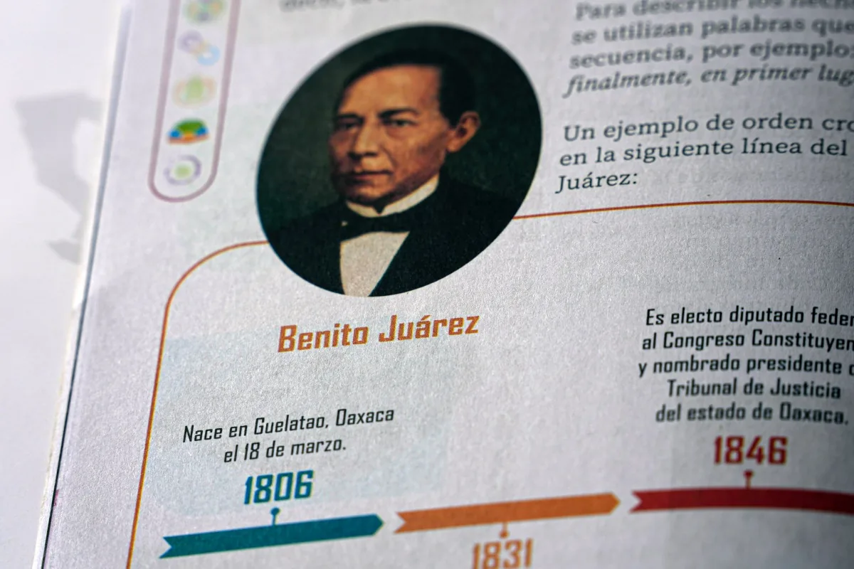 Estudiantes mexicanos recibiendo los nuevos libros de texto gratuitos en un aula escolar