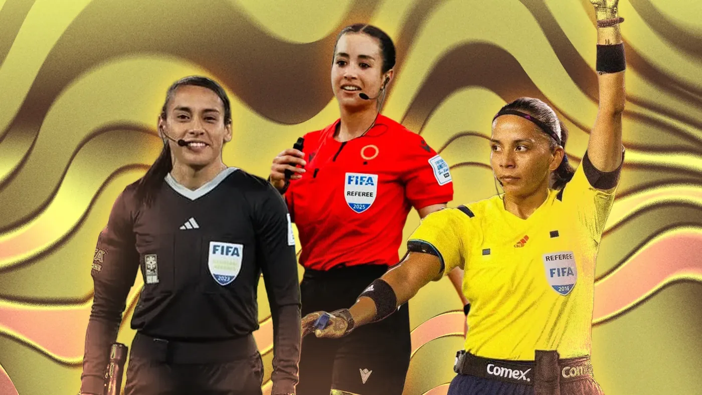 Árbitras y oficiales de partido latinas con uniformes oficiales preparadas para dirigir en la Copa Mundial de la FIFA 2026